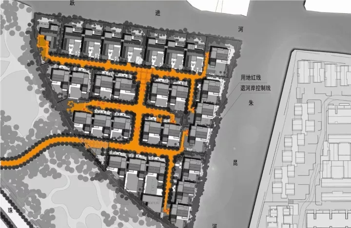 王字型路网造剖析人流，，，，，，包管入口私密性